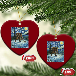 Cryptid Hockey Bigfoot Starry Night Inspired Funny Gift Ceramic Ornament TS12 Print Your Wear