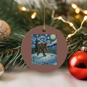 Cryptid Hockey Bigfoot Starry Night Inspired Funny Gift Ceramic Ornament TS12 1pc Mocha Print Your Wear