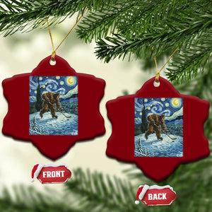 Cryptid Hockey Bigfoot Starry Night Inspired Funny Gift Ceramic Ornament TS12 Print Your Wear