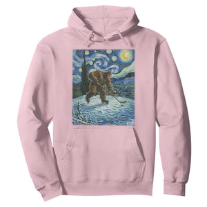 Cryptid Hockey Bigfoot Starry Night Inspired Funny Gift Hoodie TS12 Light Pink Print Your Wear