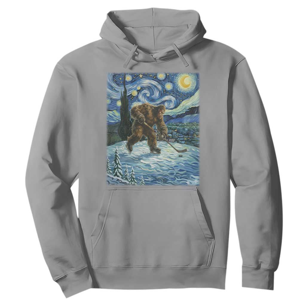 Cryptid Hockey Bigfoot Starry Night Inspired Funny Gift Hoodie TS12 Sport Gray Print Your Wear