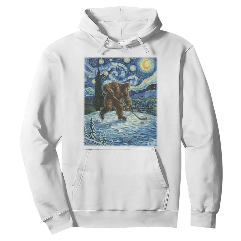 Cryptid Hockey Bigfoot Starry Night Inspired Funny Gift Hoodie TS12 White Print Your Wear