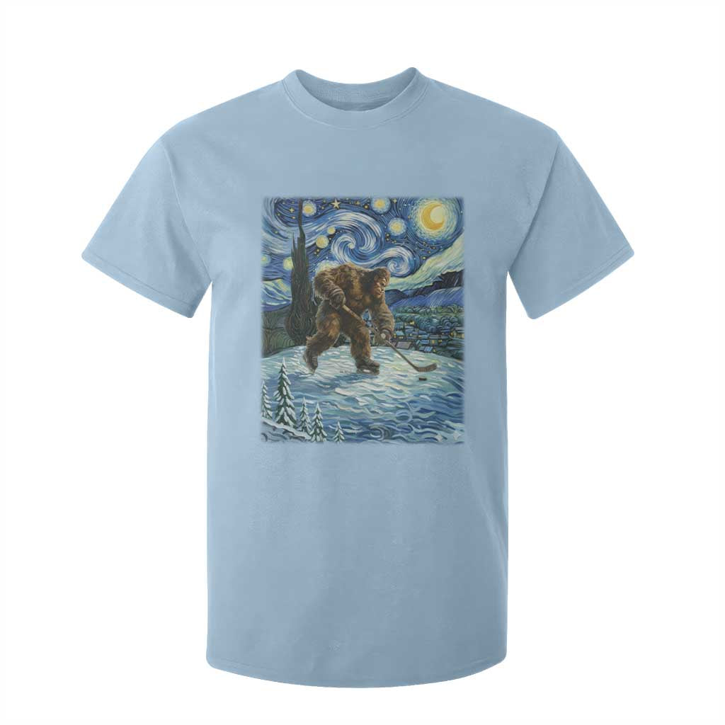 Cryptid Hockey Bigfoot Starry Night Inspired Funny Gift T Shirt For Kid TS12 Light Blue Print Your Wear
