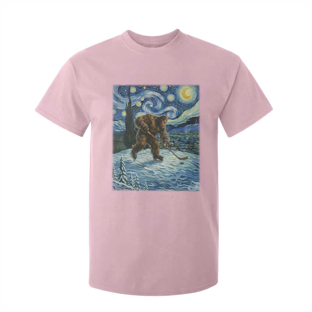 Cryptid Hockey Bigfoot Starry Night Inspired Funny Gift T Shirt For Kid TS12 Light Pink Print Your Wear