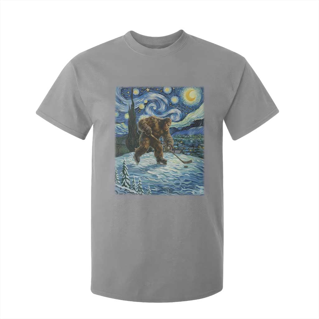 Cryptid Hockey Bigfoot Starry Night Inspired Funny Gift T Shirt For Kid TS12 Sport Gray Print Your Wear