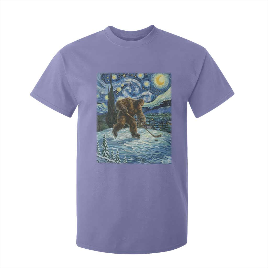 Cryptid Hockey Bigfoot Starry Night Inspired Funny Gift T Shirt For Kid TS12 Violet Print Your Wear