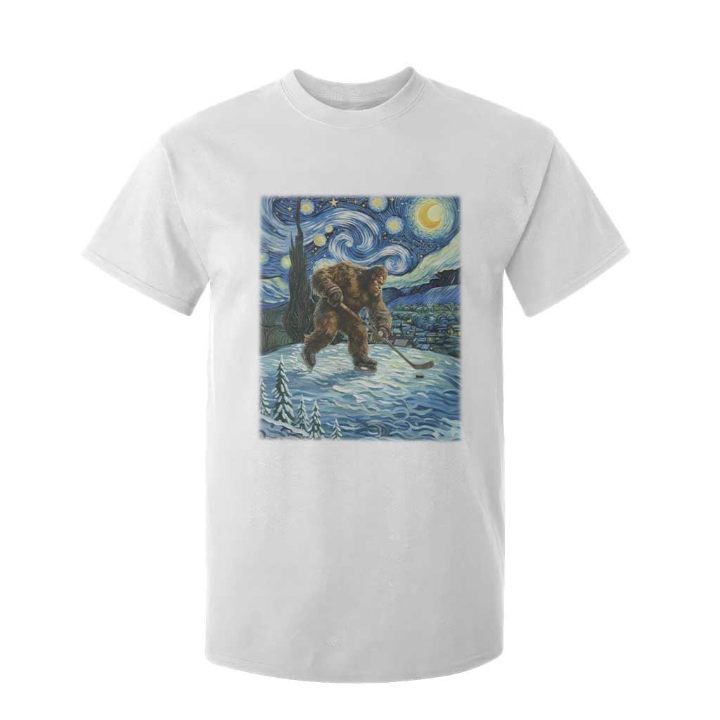 Cryptid Hockey Bigfoot Starry Night Inspired Funny Gift T Shirt For Kid TS12 White Print Your Wear
