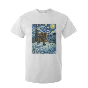 Cryptid Hockey Bigfoot Starry Night Inspired Funny Gift T Shirt For Kid TS12 White Print Your Wear