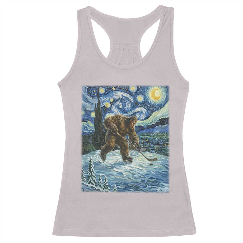 Cryptid Hockey Bigfoot Starry Night Inspired Funny Gift Racerback Tank Top TS12 Ice Gray Print Your Wear
