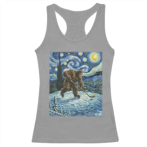 Cryptid Hockey Bigfoot Starry Night Inspired Funny Gift Racerback Tank Top TS12 Sport Gray Print Your Wear