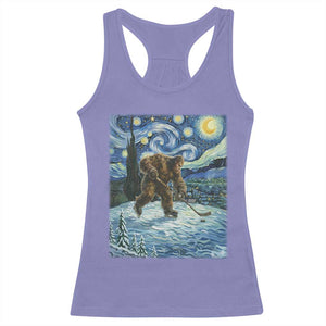 Cryptid Hockey Bigfoot Starry Night Inspired Funny Gift Racerback Tank Top TS12 Violet Print Your Wear
