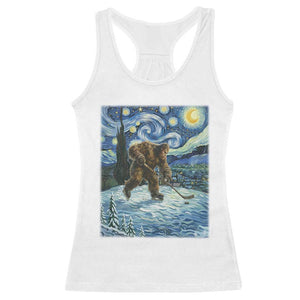 Cryptid Hockey Bigfoot Starry Night Inspired Funny Gift Racerback Tank Top TS12 White Print Your Wear