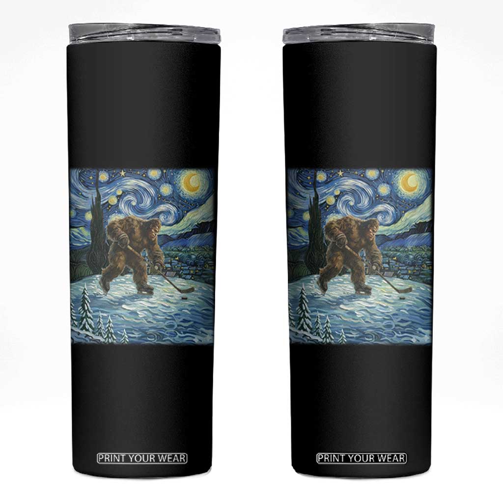 Cryptid Hockey Bigfoot Starry Night Inspired Funny Gift Skinny Tumbler TS12 Black Print Your Wear