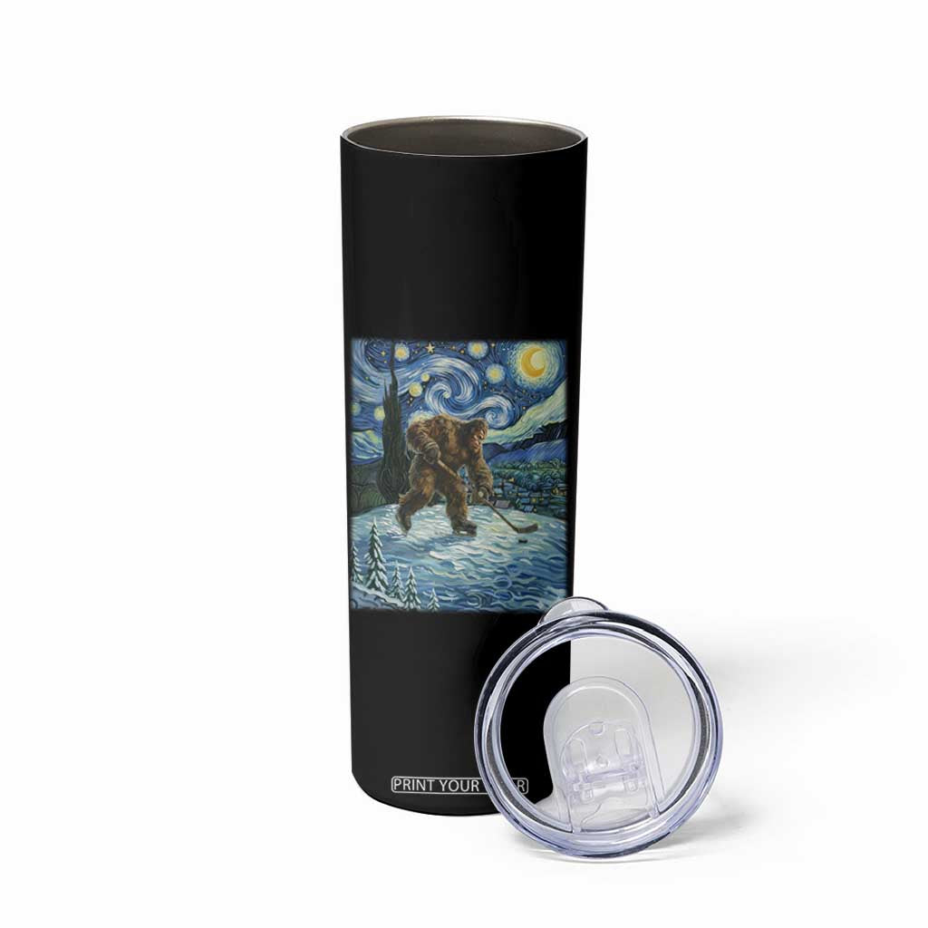 Cryptid Hockey Bigfoot Starry Night Inspired Funny Gift Skinny Tumbler TS12 Print Your Wear