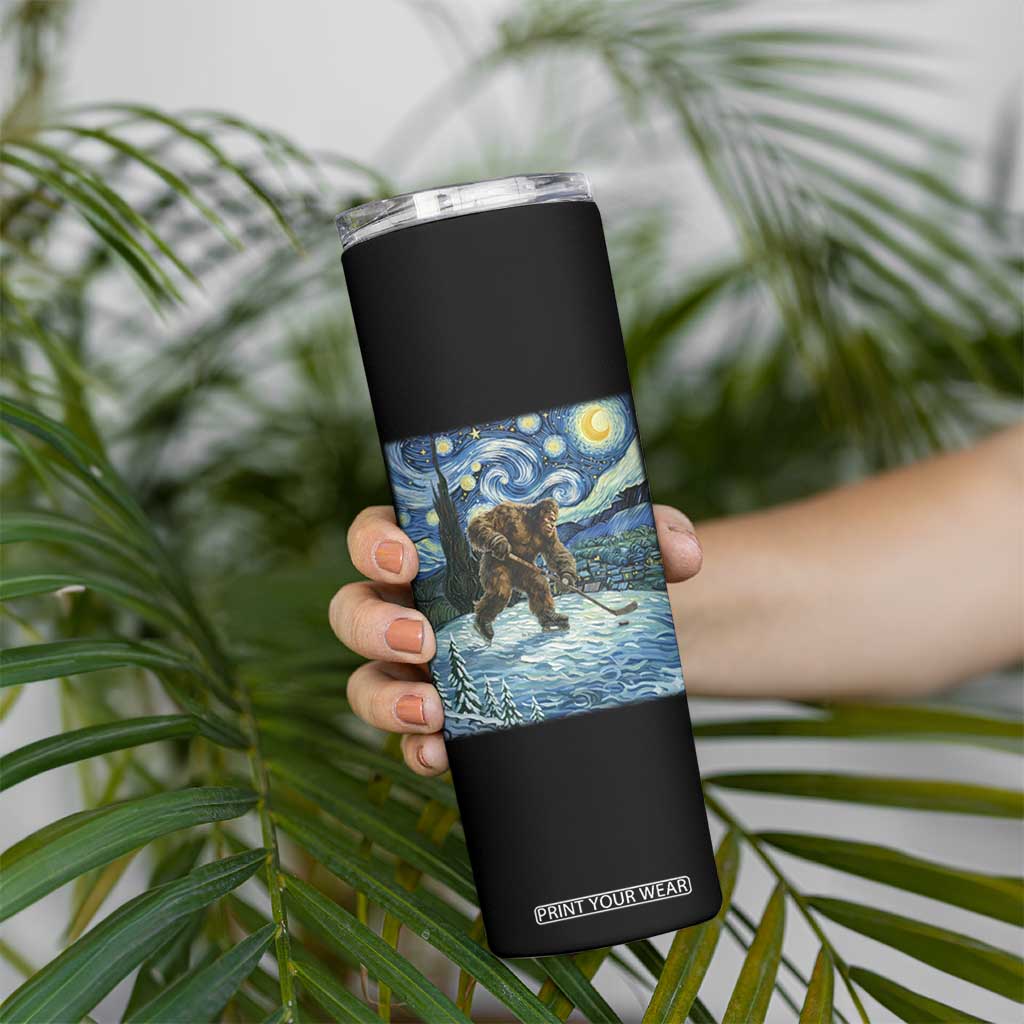 Cryptid Hockey Bigfoot Starry Night Inspired Funny Gift Skinny Tumbler TS12 Print Your Wear