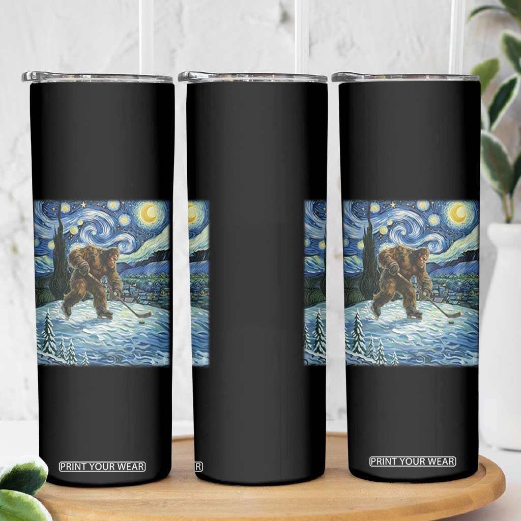 Cryptid Hockey Bigfoot Starry Night Inspired Funny Gift Skinny Tumbler TS12 Print Your Wear