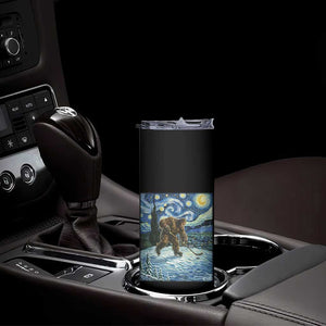 Cryptid Hockey Bigfoot Starry Night Inspired Funny Gift Skinny Tumbler TS12 Print Your Wear