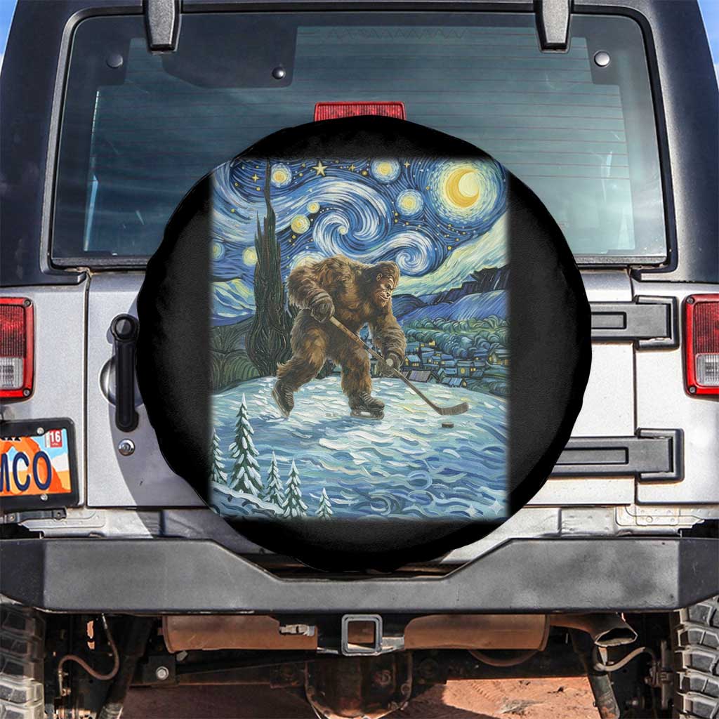 Cryptid Hockey Bigfoot Starry Night Inspired Funny Gift Spare Tire Cover TS12 No hole Black Print Your Wear