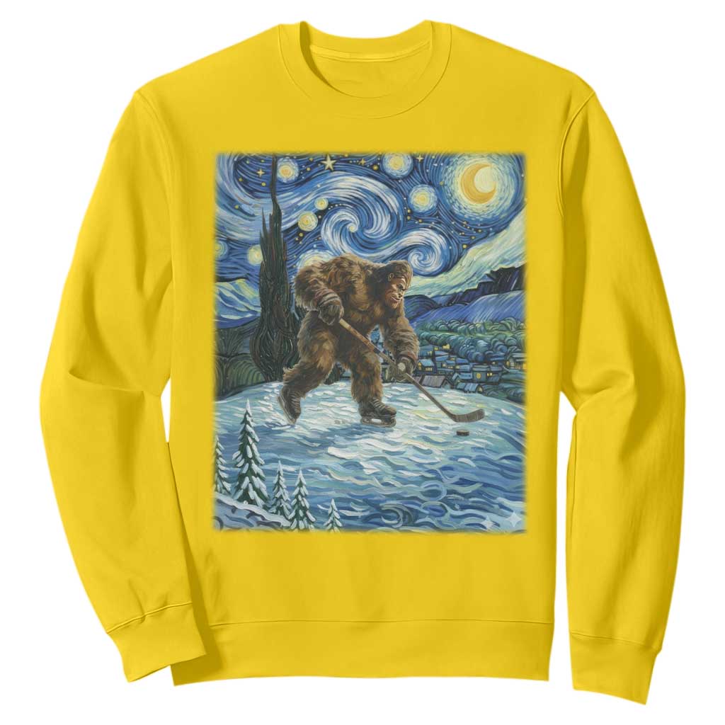 Cryptid Hockey Bigfoot Starry Night Inspired Funny Gift Sweatshirt TS12 Daisy Print Your Wear