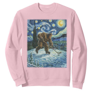 Cryptid Hockey Bigfoot Starry Night Inspired Funny Gift Sweatshirt TS12 Light Pink Print Your Wear