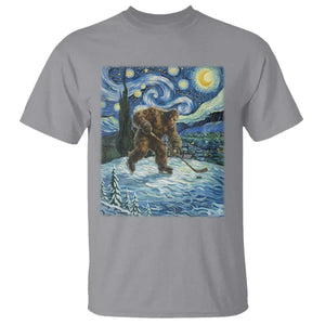 Cryptid Hockey Bigfoot Starry Night Inspired Funny Gift T Shirt TS12 Sport Gray Print Your Wear