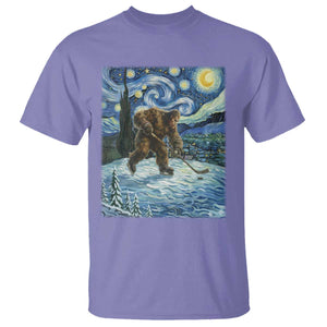 Cryptid Hockey Bigfoot Starry Night Inspired Funny Gift T Shirt TS12 Violet Print Your Wear
