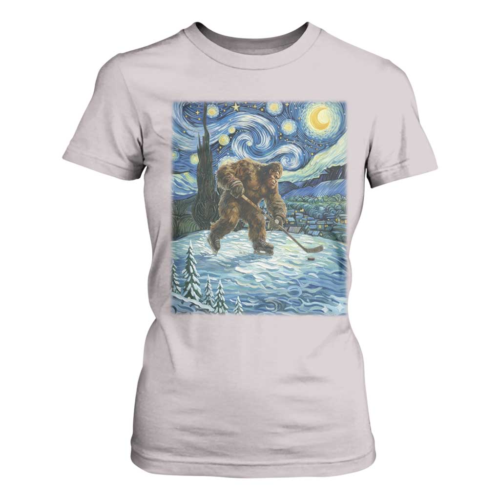Cryptid Hockey Bigfoot Starry Night Inspired Funny Gift T Shirt For Women TS12 Ice Gray Print Your Wear
