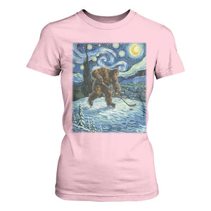 Cryptid Hockey Bigfoot Starry Night Inspired Funny Gift T Shirt For Women TS12 Light Pink Print Your Wear