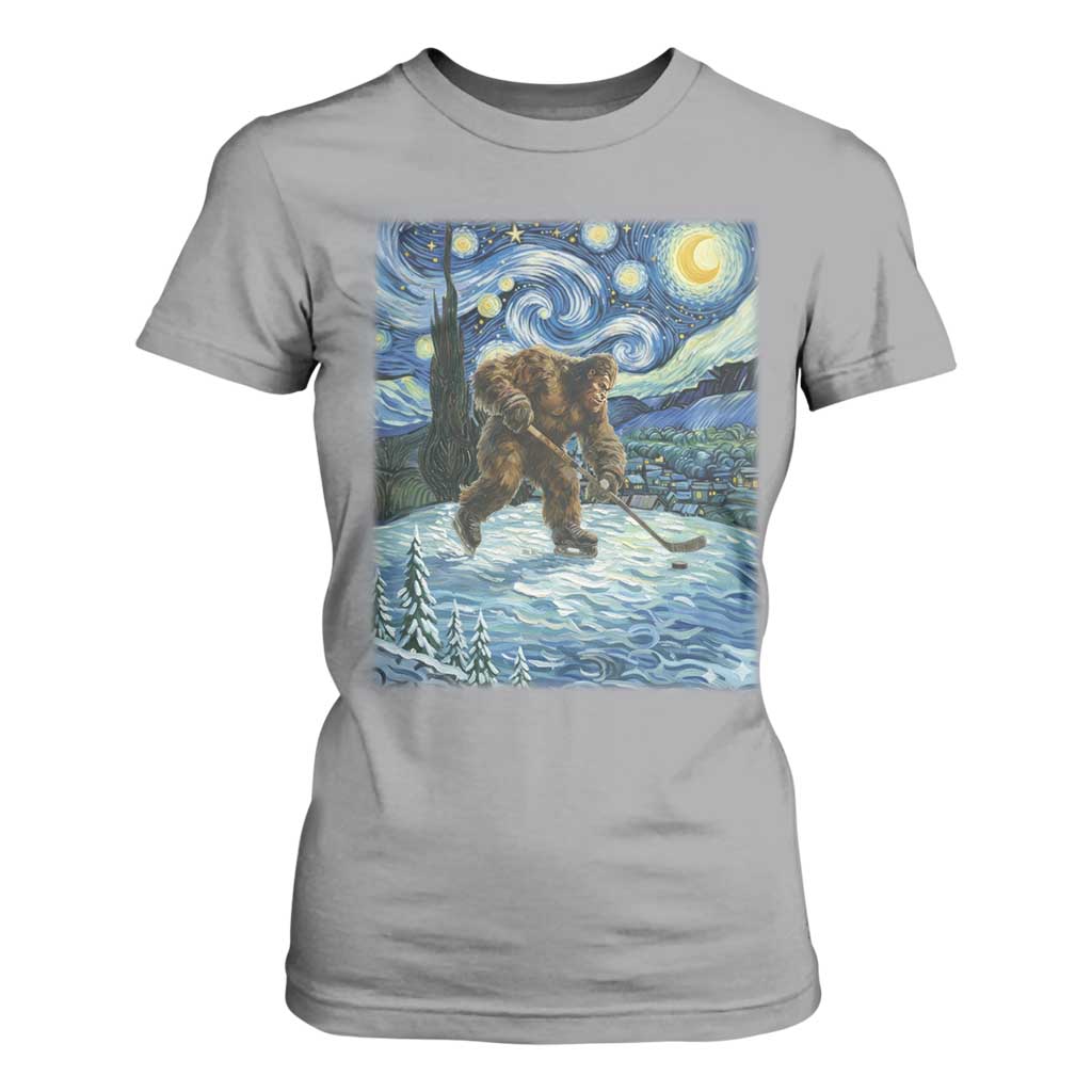 Cryptid Hockey Bigfoot Starry Night Inspired Funny Gift T Shirt For Women TS12 Sport Gray Print Your Wear