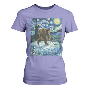 Cryptid Hockey Bigfoot Starry Night Inspired Funny Gift T Shirt For Women TS12 Violet Print Your Wear