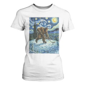 Cryptid Hockey Bigfoot Starry Night Inspired Funny Gift T Shirt For Women TS12 White Print Your Wear