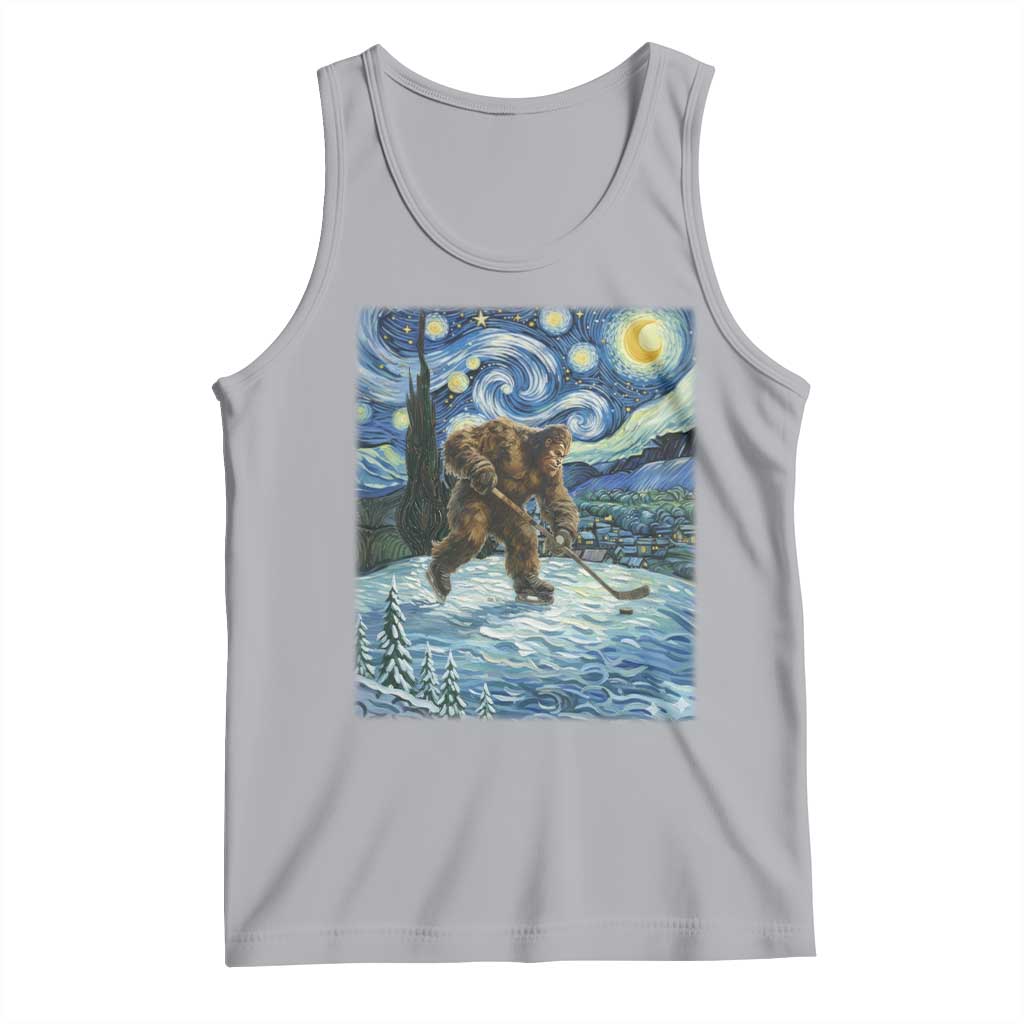 Cryptid Hockey Bigfoot Starry Night Inspired Funny Gift Tank Top TS12 Athletic Heather Print Your Wear