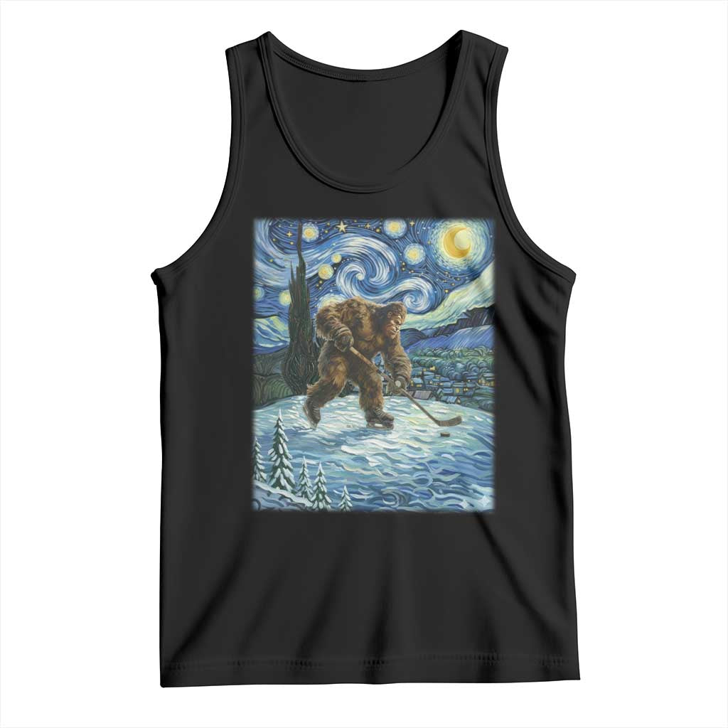 Cryptid Hockey Bigfoot Starry Night Inspired Funny Gift Tank Top TS12 Black Print Your Wear