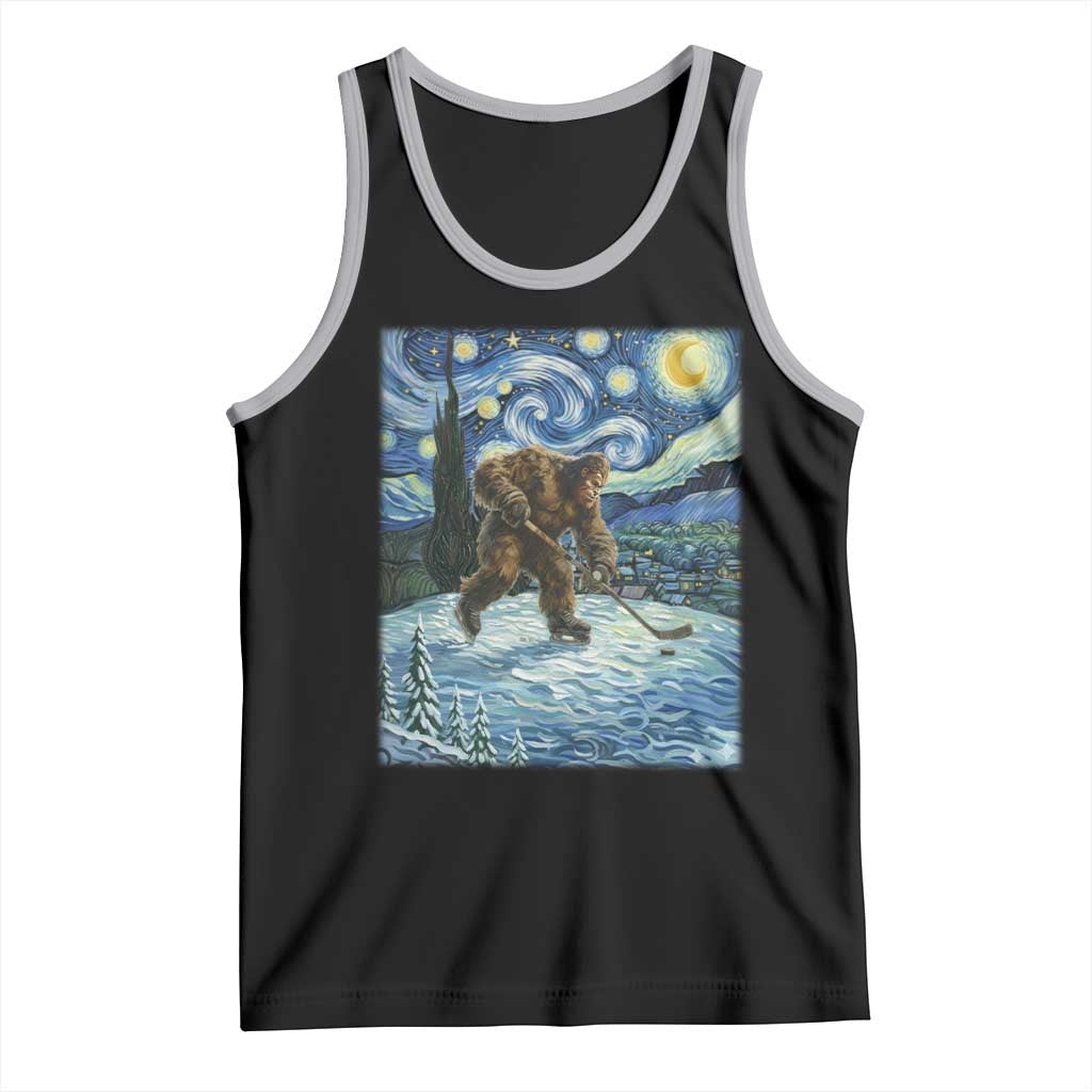Cryptid Hockey Bigfoot Starry Night Inspired Funny Gift Tank Top TS12 Black Athletic Heather Print Your Wear
