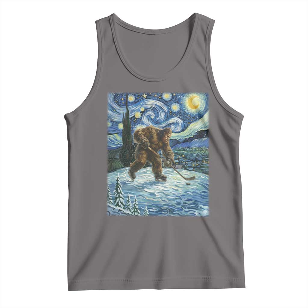 Cryptid Hockey Bigfoot Starry Night Inspired Funny Gift Tank Top TS12 Deep Heather Print Your Wear
