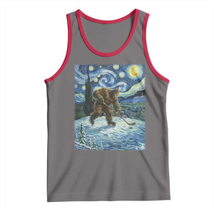 Cryptid Hockey Bigfoot Starry Night Inspired Funny Gift Tank Top TS12 Deep Heather Red Print Your Wear
