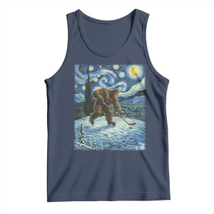 Cryptid Hockey Bigfoot Starry Night Inspired Funny Gift Tank Top TS12 Navy Print Your Wear