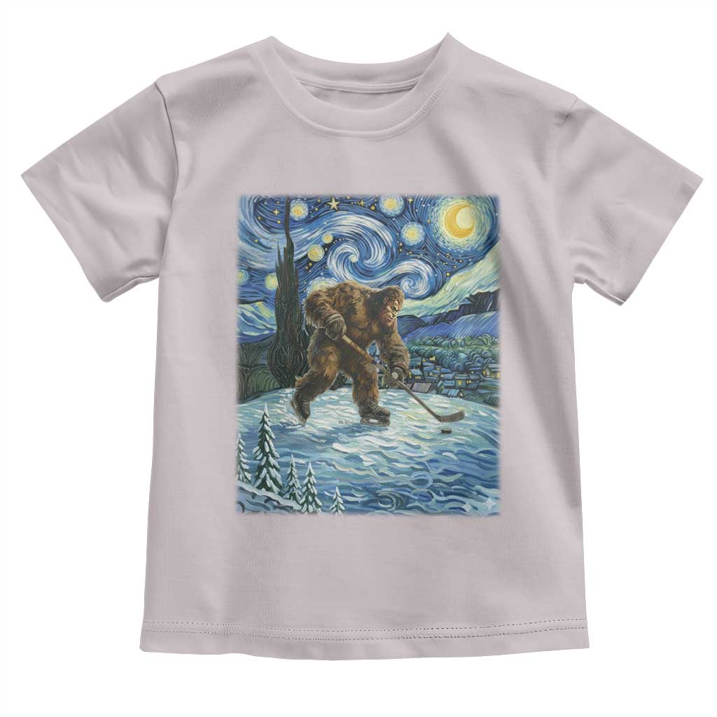 Cryptid Hockey Bigfoot Starry Night Inspired Funny Gift Toddler T Shirt TS12 Ice Gray Print Your Wear