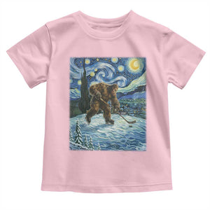 Cryptid Hockey Bigfoot Starry Night Inspired Funny Gift Toddler T Shirt TS12 Light Pink Print Your Wear