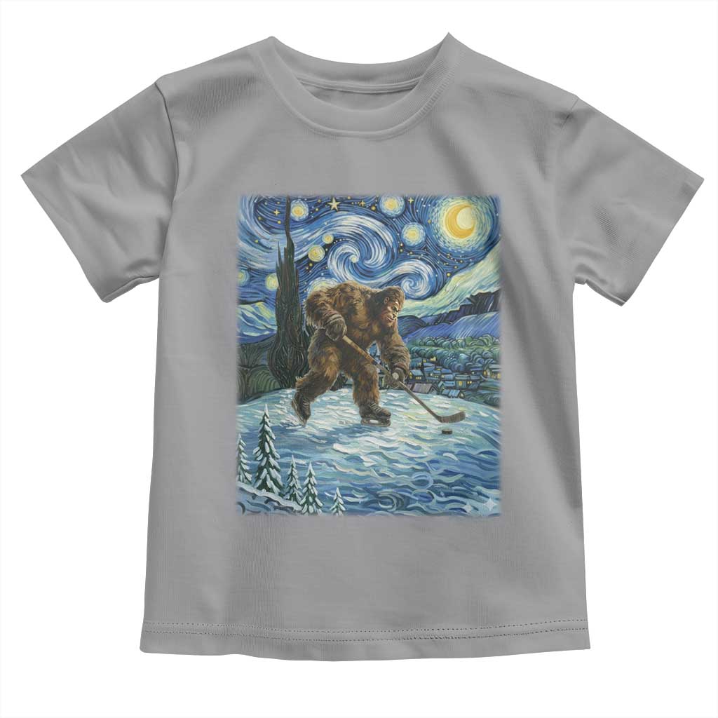 Cryptid Hockey Bigfoot Starry Night Inspired Funny Gift Toddler T Shirt TS12 Sport Gray Print Your Wear
