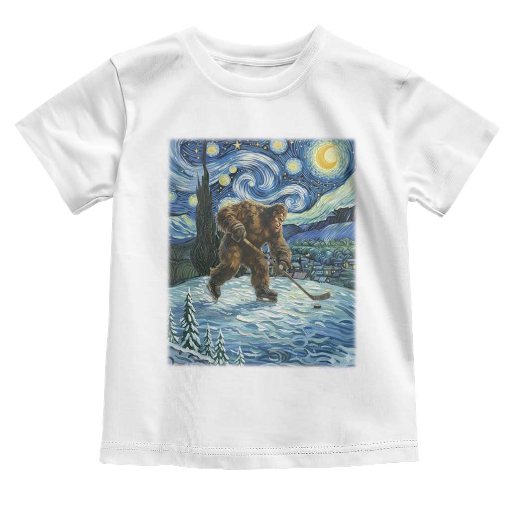 Cryptid Hockey Bigfoot Starry Night Inspired Funny Gift Toddler T Shirt TS12 White Print Your Wear