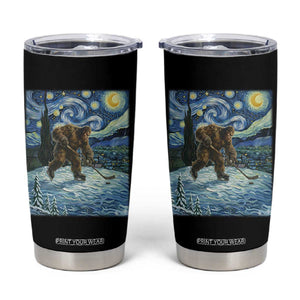 Cryptid Hockey Bigfoot Starry Night Inspired Funny Gift Tumbler Cup TS12 Black Print Your Wear