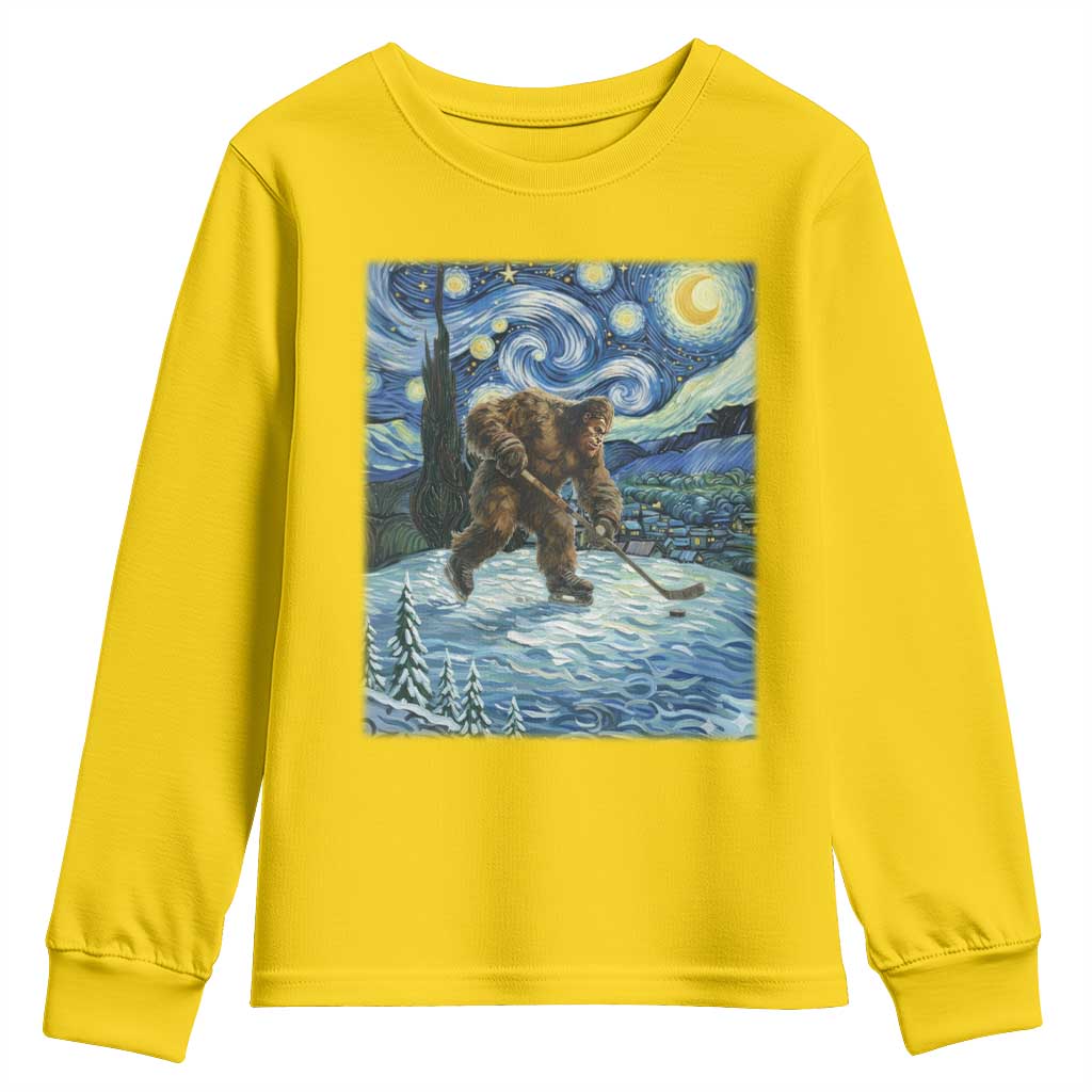 Cryptid Hockey Bigfoot Starry Night Inspired Funny Gift Youth Sweatshirt TS12 Daisy Print Your Wear