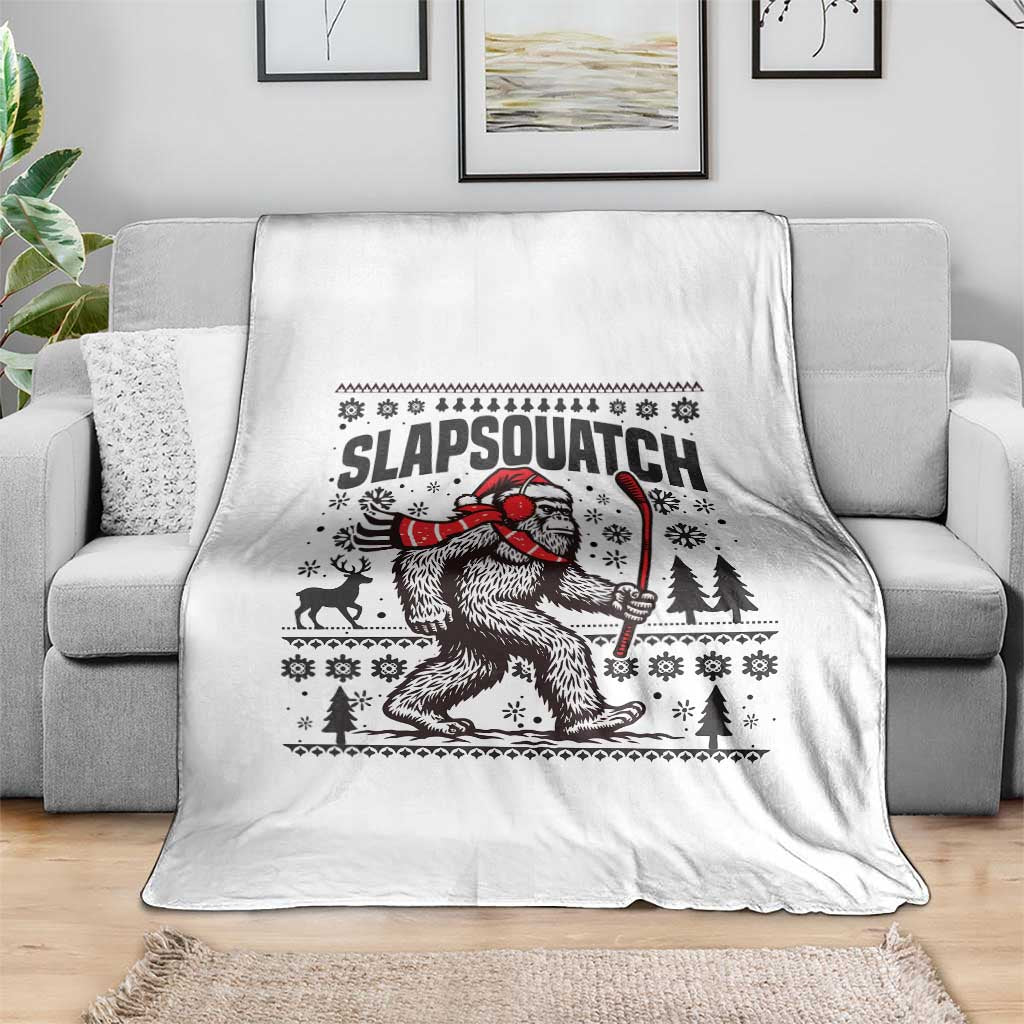 Slapsquatch Hockey Player Throw Blanket Funny Bigfoot Ugly Christmas Gift TS12 Print Your Wear