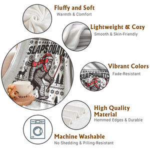 Slapsquatch Hockey Player Throw Blanket Funny Bigfoot Ugly Christmas Gift TS12 Print Your Wear