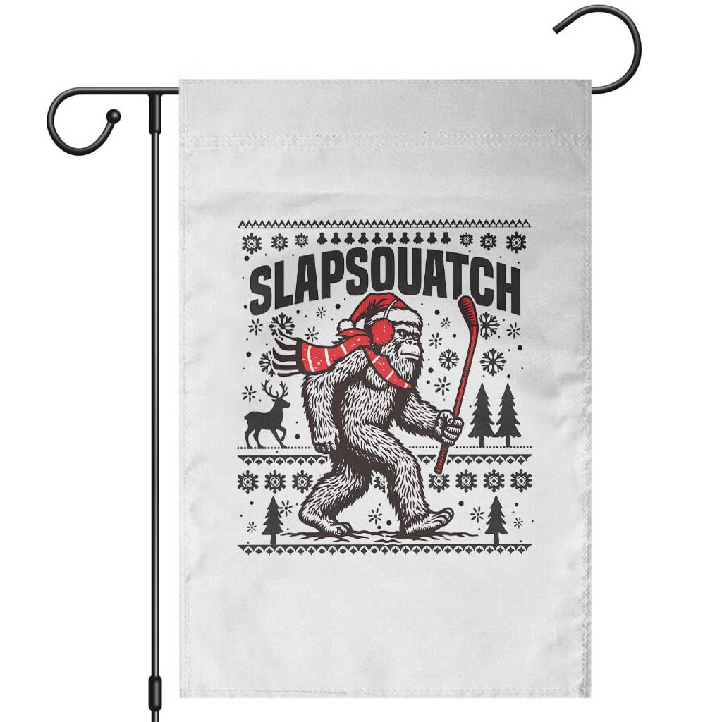 Slapsquatch Hockey Player Garden Flag Funny Bigfoot Ugly Christmas Gift TS12 White Print Your Wear