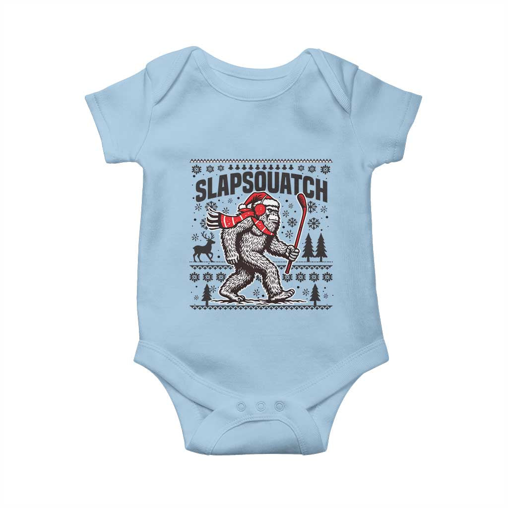 Slapsquatch Hockey Player Baby Onesie Funny Bigfoot Ugly Christmas Gift TS12 Light Blue Print Your Wear