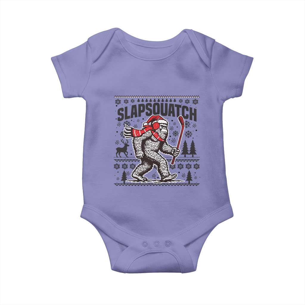 Slapsquatch Hockey Player Baby Onesie Funny Bigfoot Ugly Christmas Gift TS12 Violet Print Your Wear