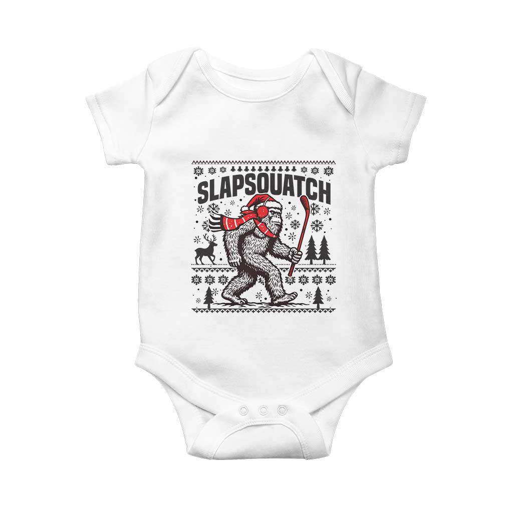 Slapsquatch Hockey Player Baby Onesie Funny Bigfoot Ugly Christmas Gift TS12 White Print Your Wear