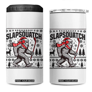 Slapsquatch Hockey Player 4 in 1 Can Cooler Tumbler Funny Bigfoot Ugly Christmas Gift TS12 One Size: 16 oz White Print Your Wear